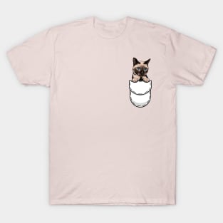 Funny Siamese Pocket Cat T-Shirt